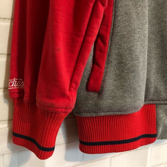 Vintage Anaheim Angels Stitches Red Gray MLB Fleece Baseball Sweatshirt Jacket M - Picture 7 of 16